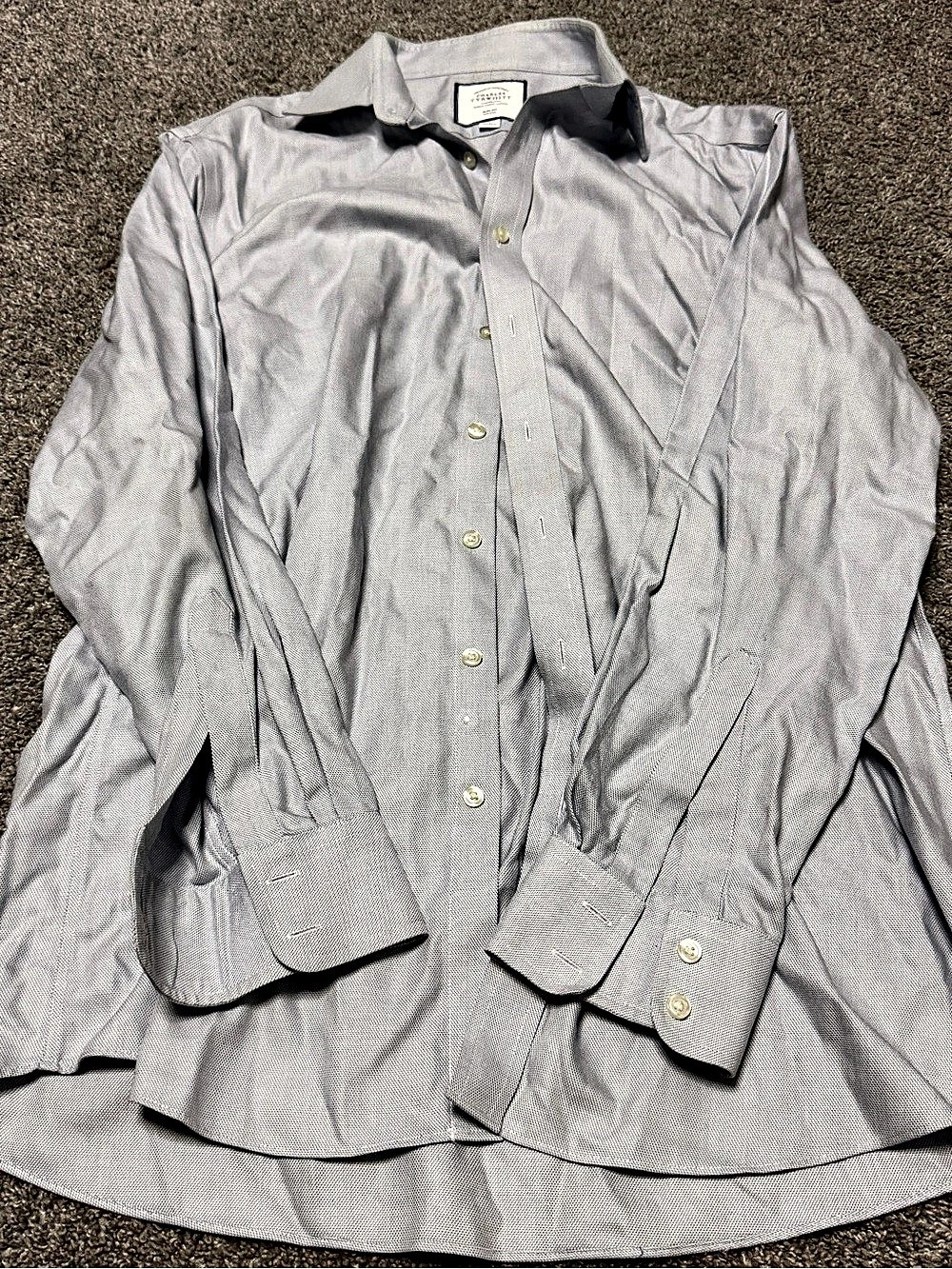 Charles Tyrwhitt Slim Fit Non-Iron Dress Shirt Blue-Gray Men's Dress Shirt Waist